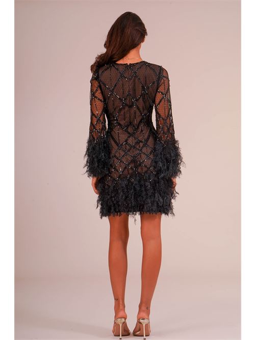 Abito corto in tulle e paillettes twins fantasy | T5007BLACK